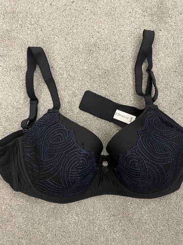 Black embroidered padded