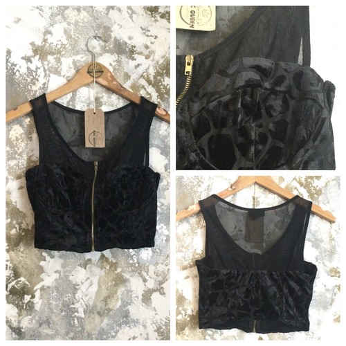 Womens top black velvet - womens, lace