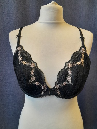 Black lace style bra s - black, m